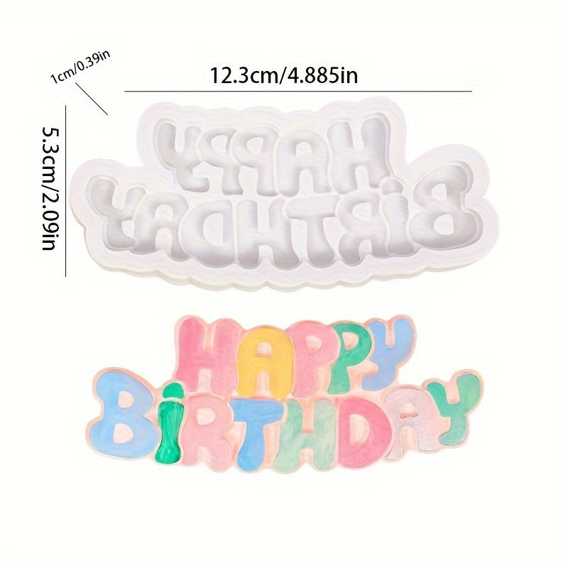 Happy Birthday Silicone Mold for Fondant, Chocolate, Gummy, Soap, Candle, 3D Shape