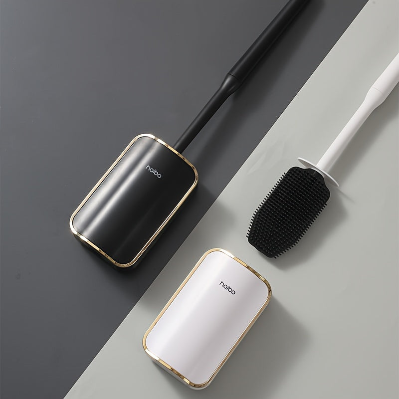 Toilet Brush Set with Extended Handle Wall Mount ABS PP TPR Durable Material