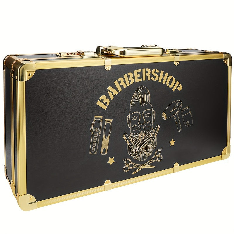 Qassoblar uchun mo'ljallangan qattiq saqlash qutisi, qaychi, taroq, moy va aksessuarlar bilan