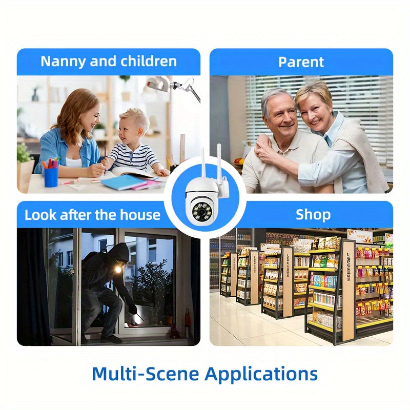 Indoor Outdoor Surveillance Camera 2MP HD Wi-Fi Night Vision Motion Detection