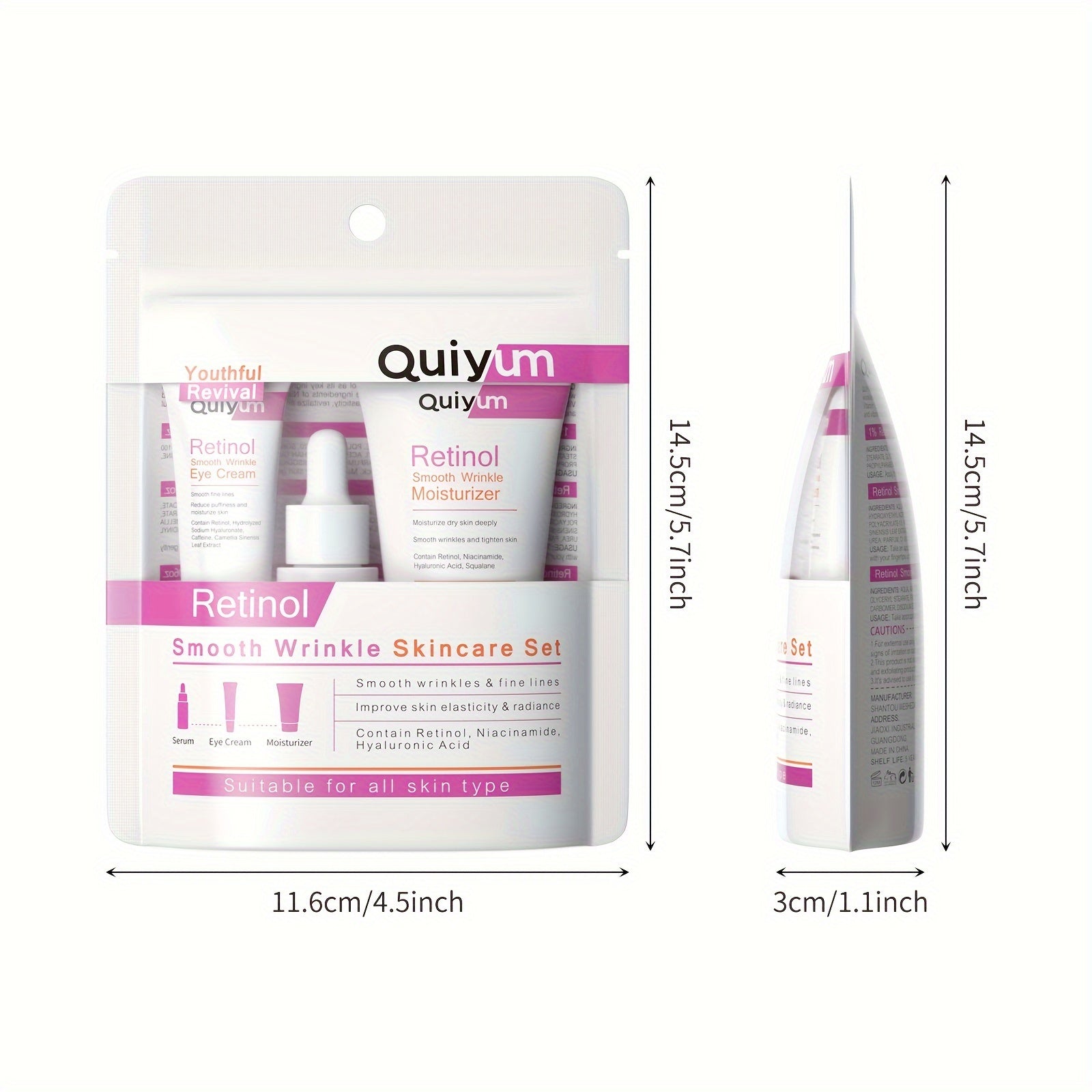 Set de cuidado de la piel unisex con retinol, niacinamida y ácido hialurónico para todo tipo de piel