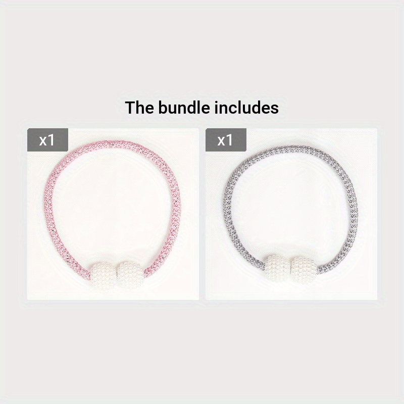 Set of 2 Minimalist Faux Pearl Magnetic Curtain Tiebacks No Drilling Holdbacks for Bedroom Living Room