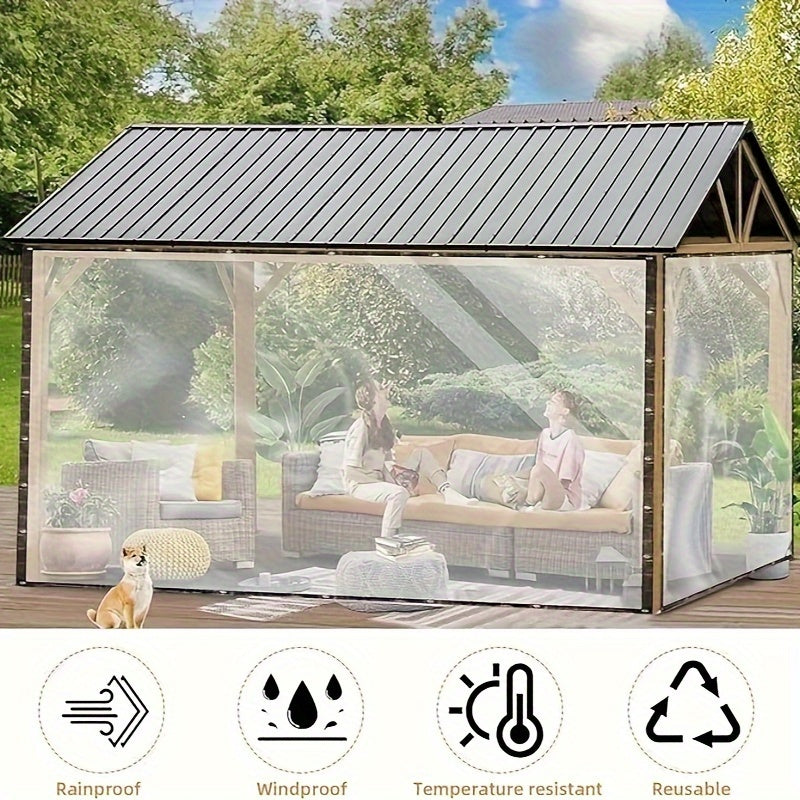 Transparent Waterproof Tarp with Eyelets and Drawstring Closure for Outdoor Use