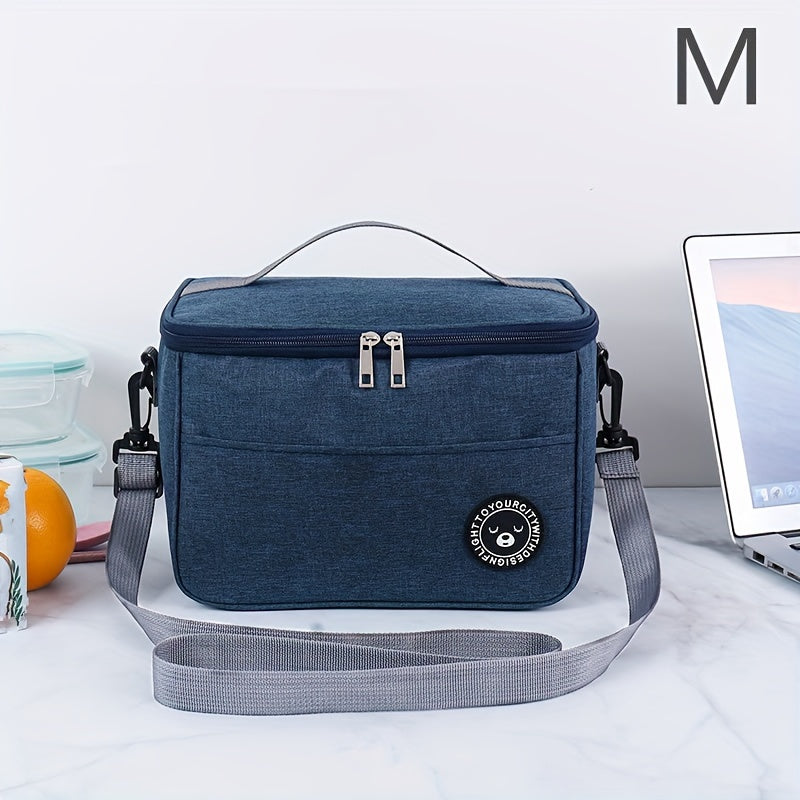 Large Capacity Portable Lunch Bag Cationic Oxford Cloth Thermal Bento for School and Kitchen