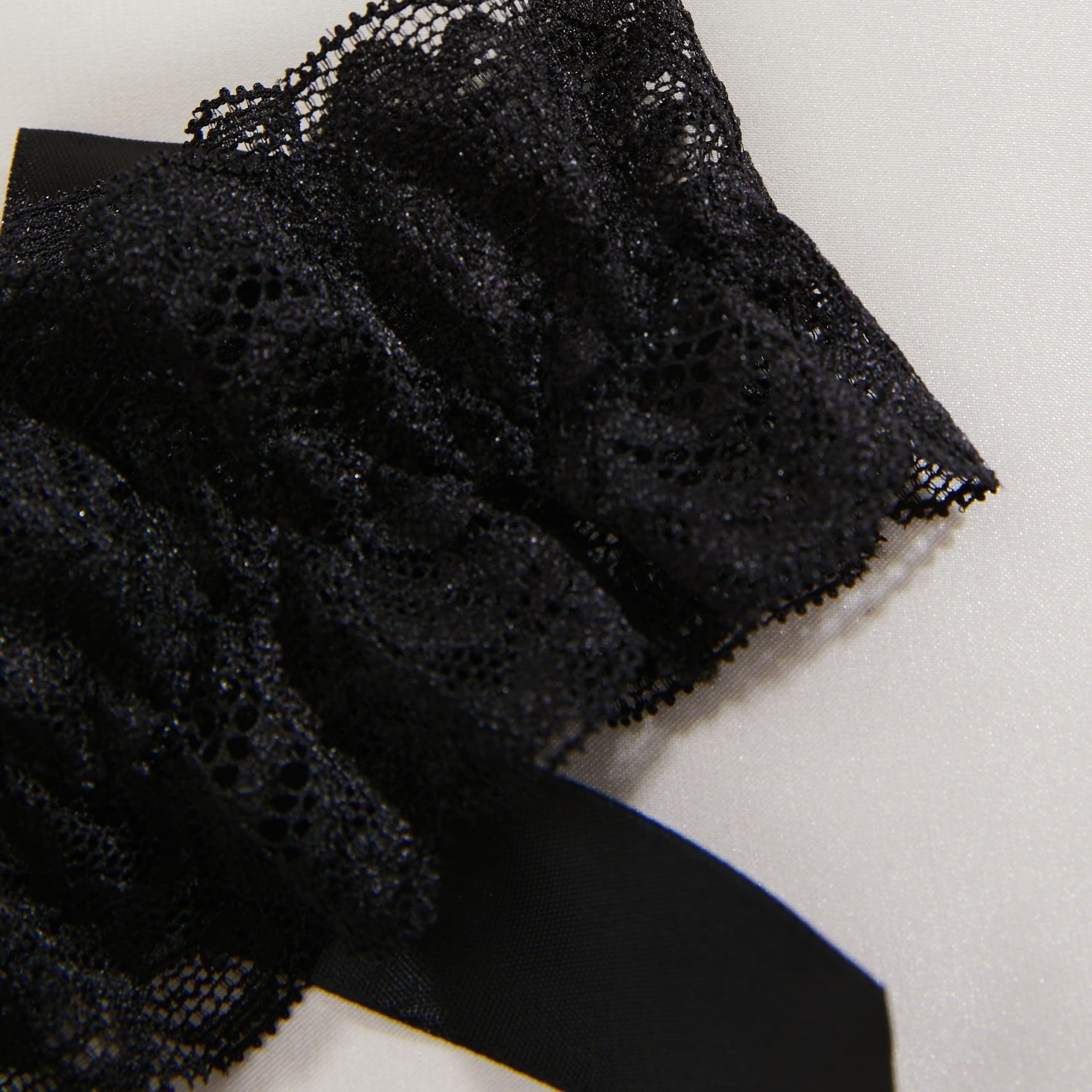 Black Lace Garter Belt with Bow Bridal Lingerie Stretch Thigh Band