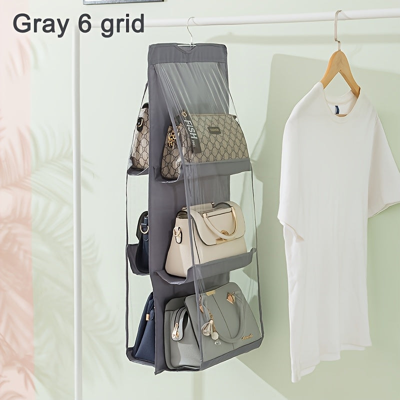 Fabric Wall Organizer with Secure Pockets for Closet Storage in Black and Dark Grey