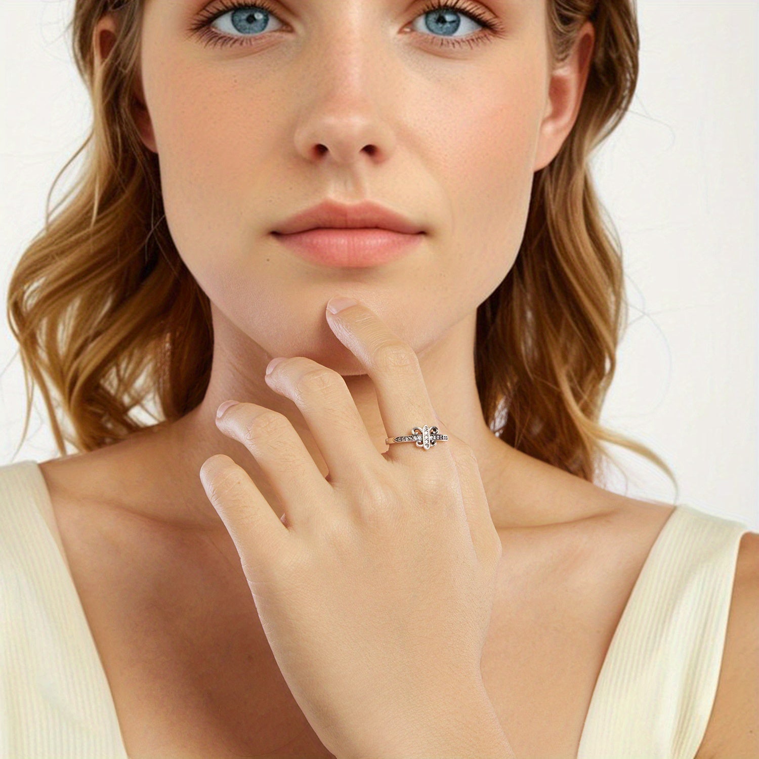 925 Sterling Silver Vintage Iris Flower Ring, Cubic Zirconia bilan bezatilgan, Musiqa festivallari va partiyalar uchun ideal, 2.8g og'irlikda yengil, Kundalik kiyish uchun mos