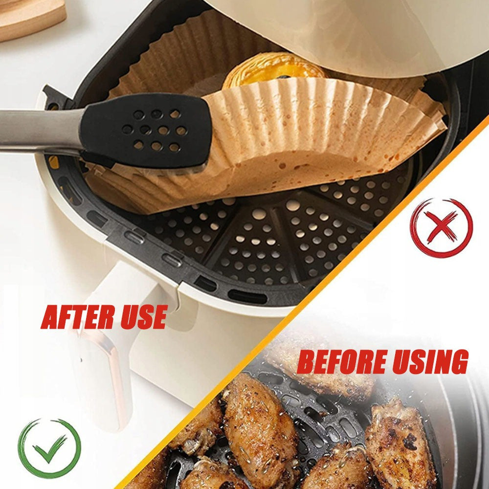 Liners desechables para freidora de doble zona, 100 piezas, papel para hornear de tamaño rectangular, resistente al aceite