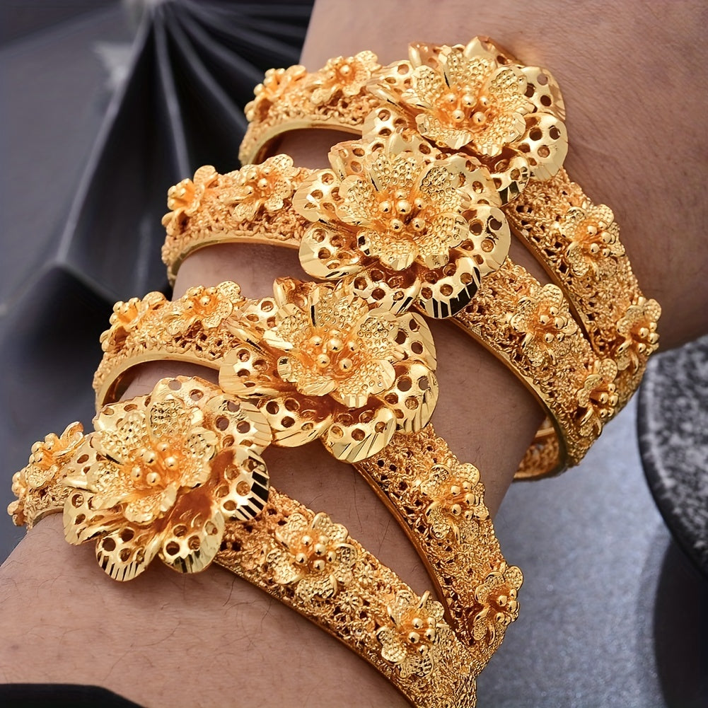 Gold-Plated Ethnic Open Bracelet for Brides and Women in Dubai Fashion
