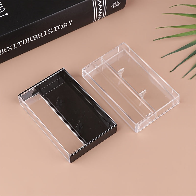 Set of 2 Plastic Cassette Tape Storage Cases Black Transparent Durable