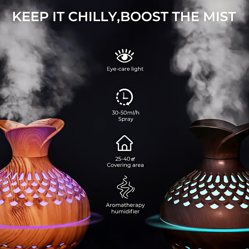 Colorful Mini Flower Humidifier 300ml Wooden Vase Aromatherapy Diffuser