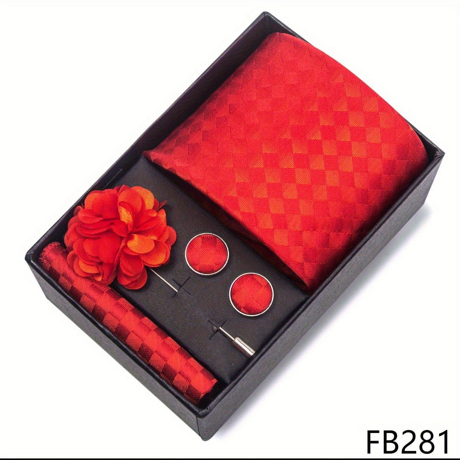 Men's Fashion Tie Set with Striped and Paisley Neckties, Pocket Square, Cufflinks, Lapel Pin in Gift Box for Business and Weddings