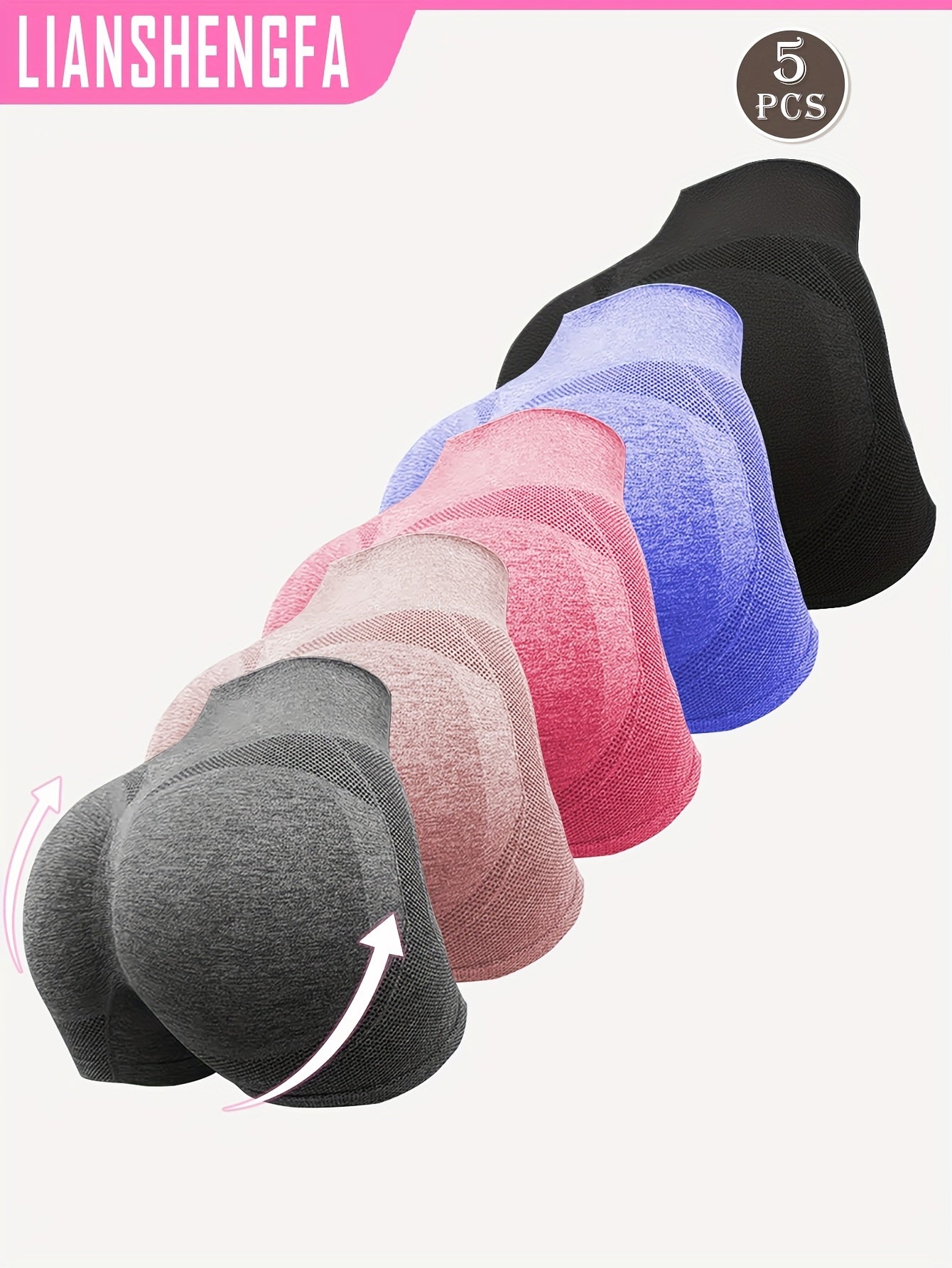 5-Pack High Waist Seamless Butt Lifting Yoga Shorts for Running and Workout