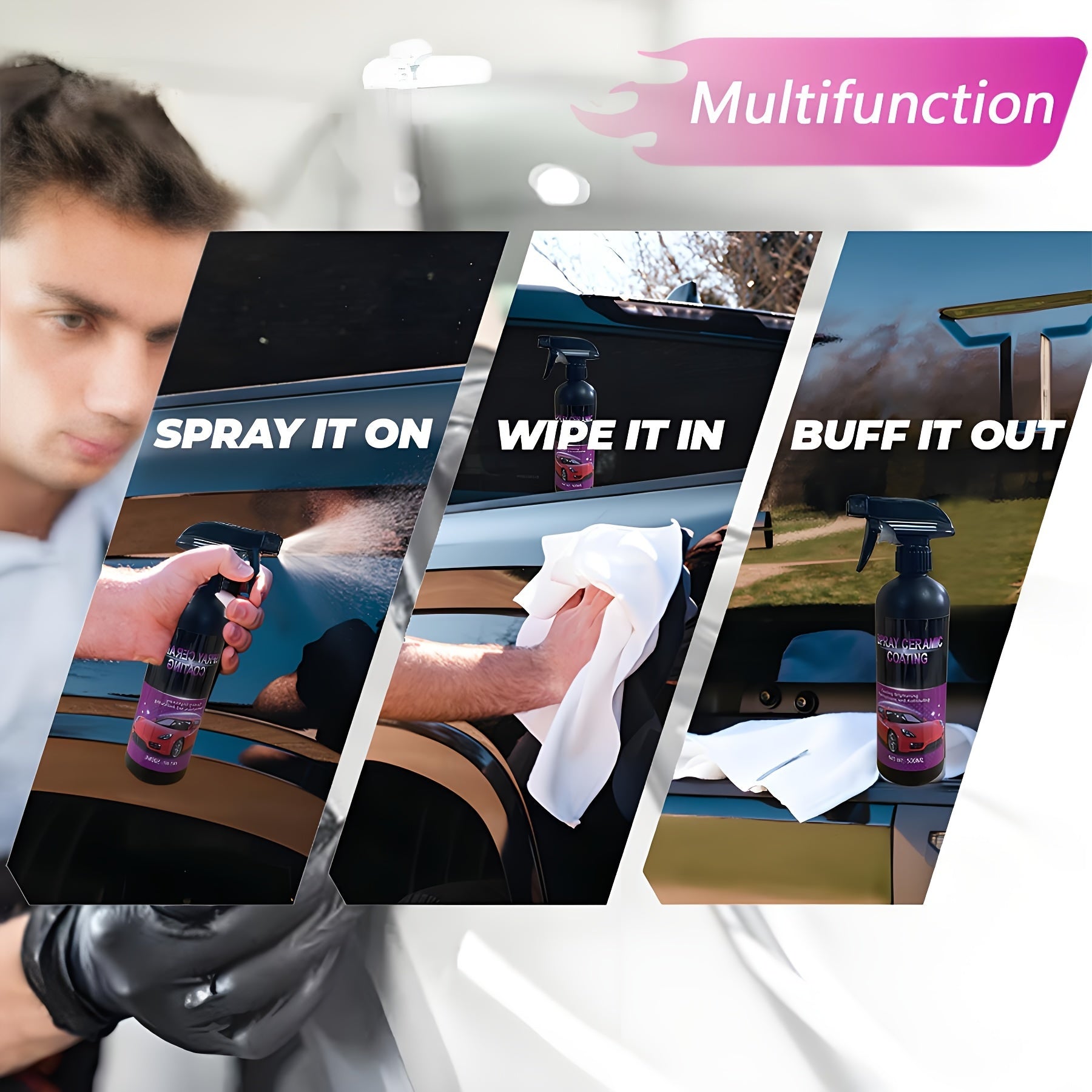 Универсальный спрей керамического покрытия для автомобиля 500 мл Быстрая ремонтопригодность Долговечная защитная пленка