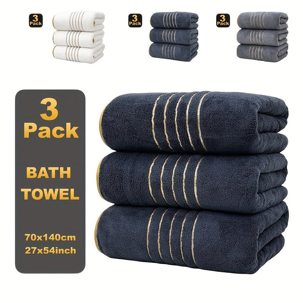 Microfiber Bath Towels 70x140cm Quick-Dry Super Absorbent Striped for Spa Yoga Fitness
