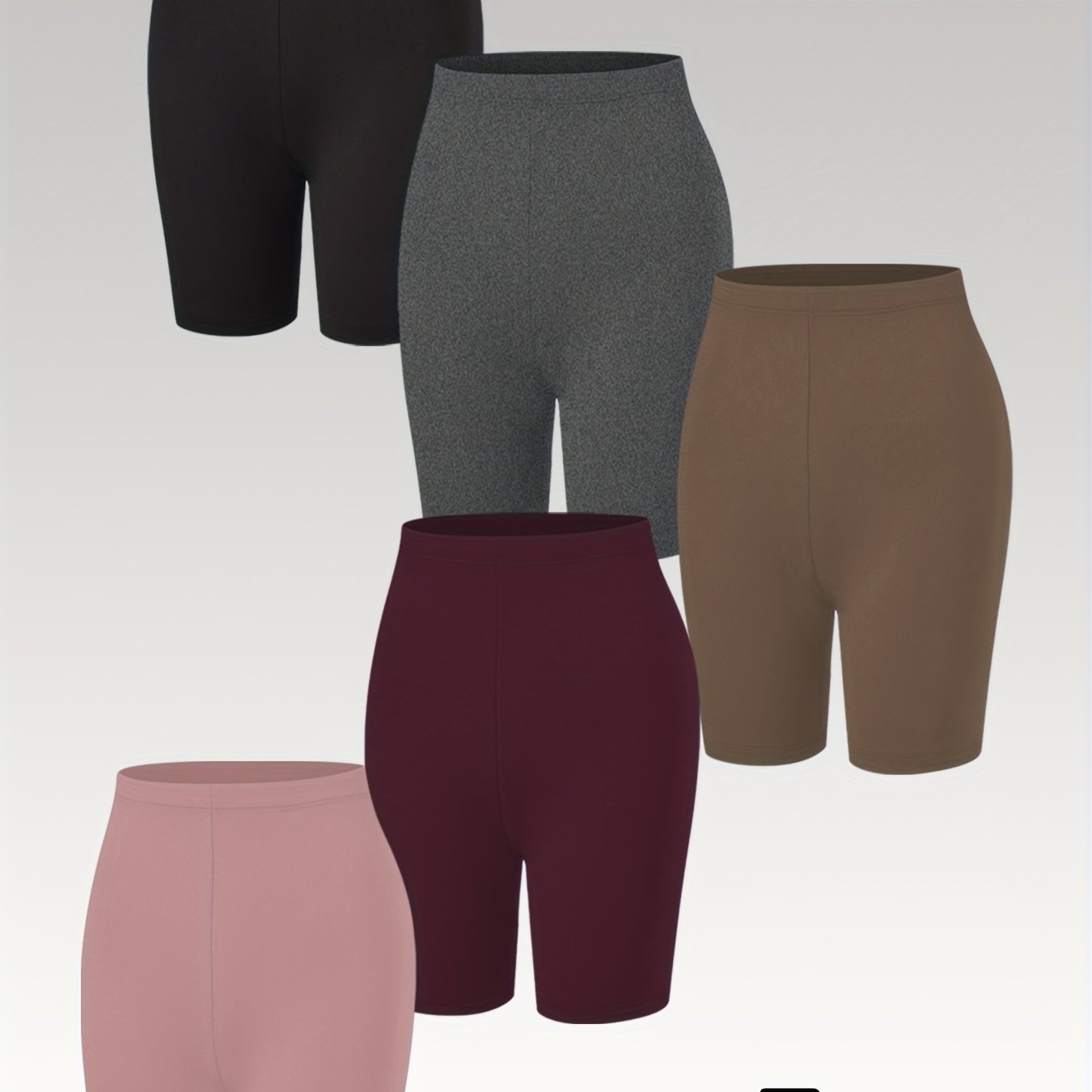 Plus Size Black High-Waisted Biker Shorts for Women, Stretchy Yoga Workout