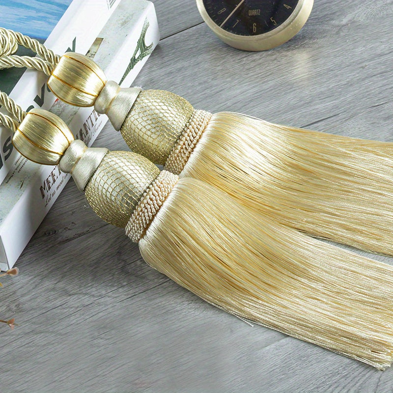 Glam Polyester Curtain Tieback with Tassel Hanging Ball Holdback for Living Room Office Decor