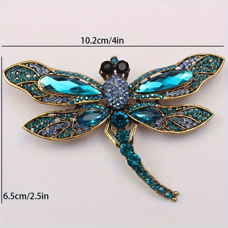 Dragonfly Brooch with Rhinestones Elegant Animal Pin Jewelry Accessory