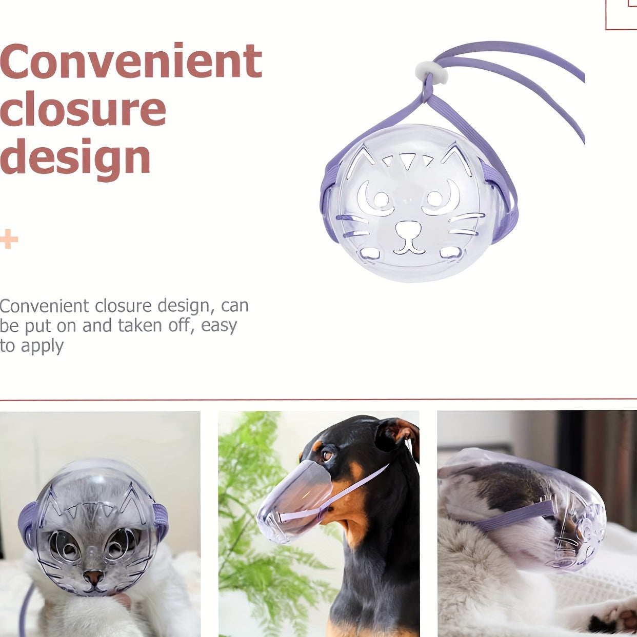 Sozlanadigan plastmassa mushuk taqishi, oson yopilish, bardoshli material, kichik, o'rta, katta