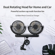 Portable USB Fan with Dual Rotating Heads, 3-Speed, Quiet Motor, Indoor Outdoor