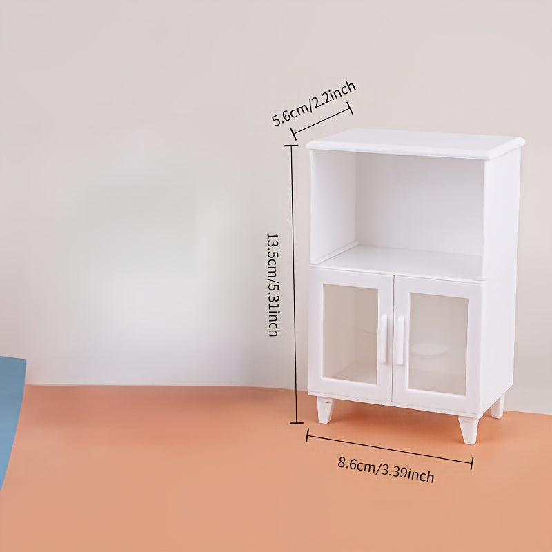 1:12 masshtabdagi miniaturali saqlash shkafi modeli, ish stolingizni yoki qo'g'irchoq uyingizni kichik bezaklar va aksessuarlar bilan bezash uchun mukammal.
