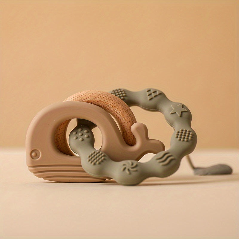 Baby Teething Toy Chewable Whale-Shaped Soothing Toy for Babies 0-3 Years