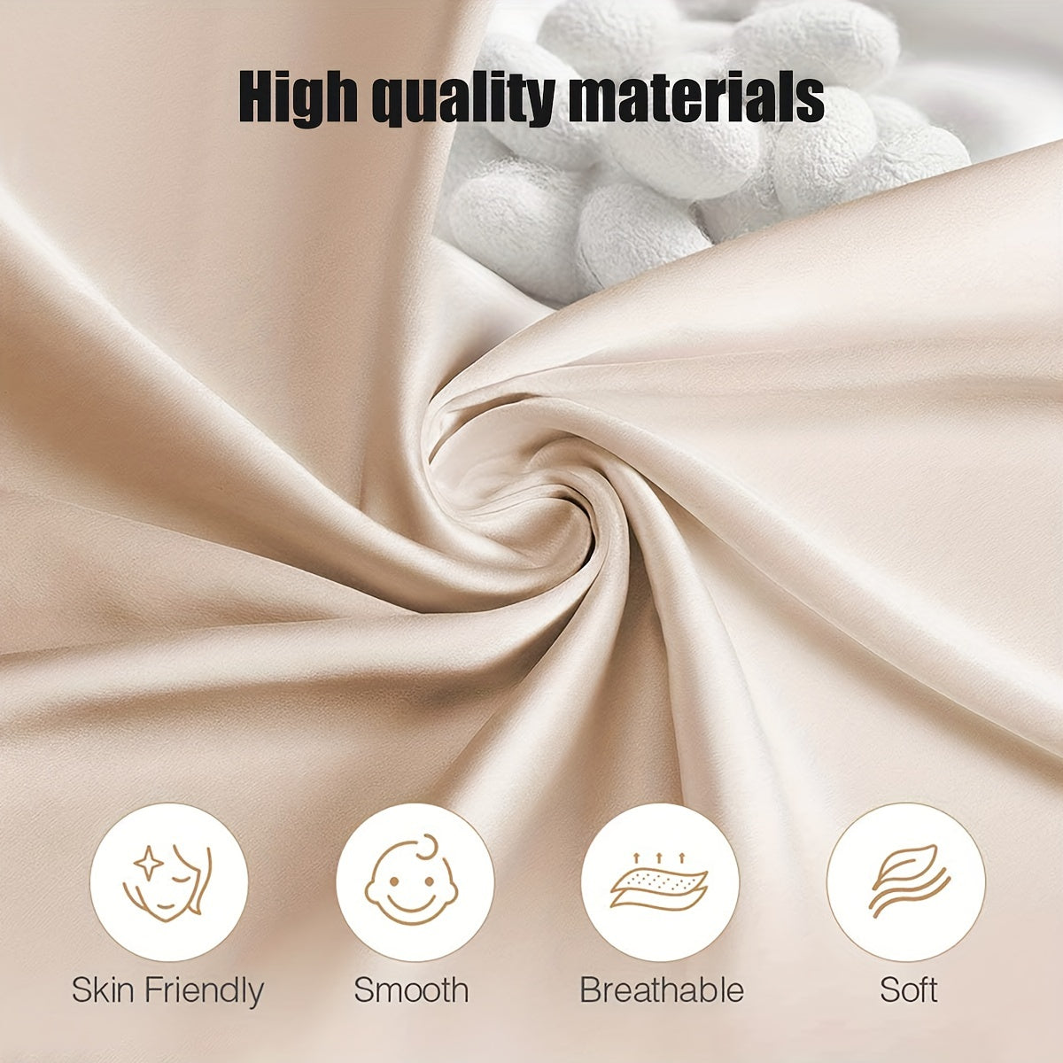 Set of Two Satin Pillowcases with Elastic Band, Soft 100% Polyester, Easy Care