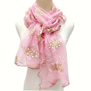 Bohemian Style Floral Embroidered Lightweight Shawl Wrap for Travel and Outdoor Use