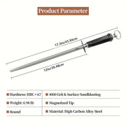 12-Inch Alloy Knife Sharpener with Fine Grit, Sturdy ABS Handle, Manual Kitchen Sharpening Tool