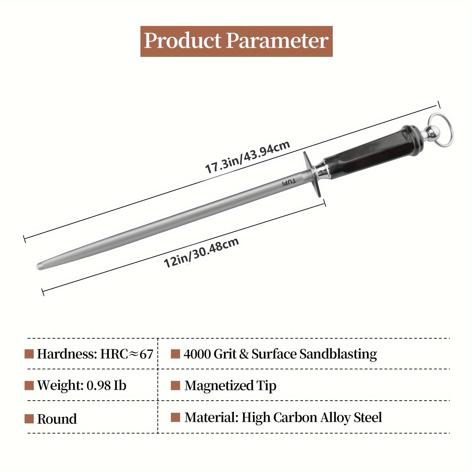 12-Inch Alloy Knife Sharpener with Fine Grit, Sturdy ABS Handle, Manual Kitchen Sharpening Tool