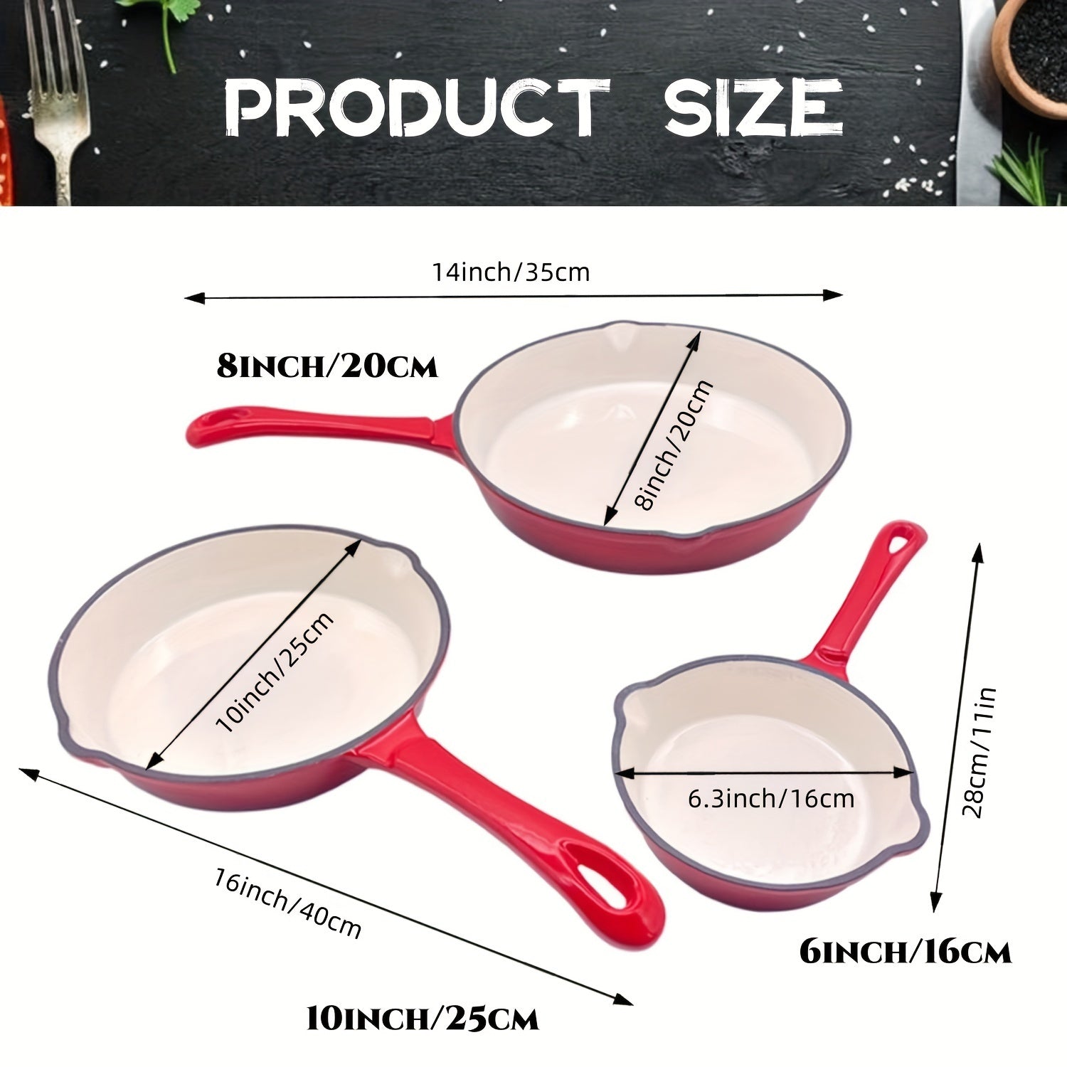 Enameled Cast Iron Skillet 10-Inch Non-Stick for Cooking, Grilling, and Baking