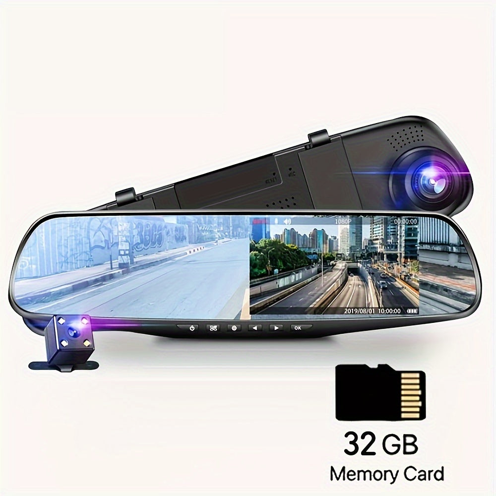Dual-Lens HD Car Dash Cam with Reverse Image and Loop Recording