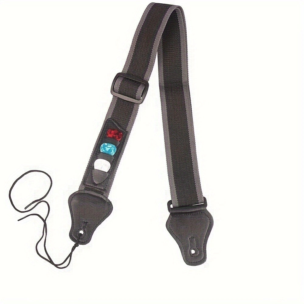 Черный тканевый нейлоновый ремень для гитары с регулируемой комфортной посадкой и держателем для лопатки