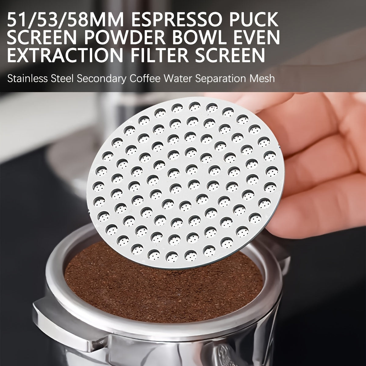 Stainless Steel Espresso Tamper Distributor with Dual Layer Etching and Mesh Sifter