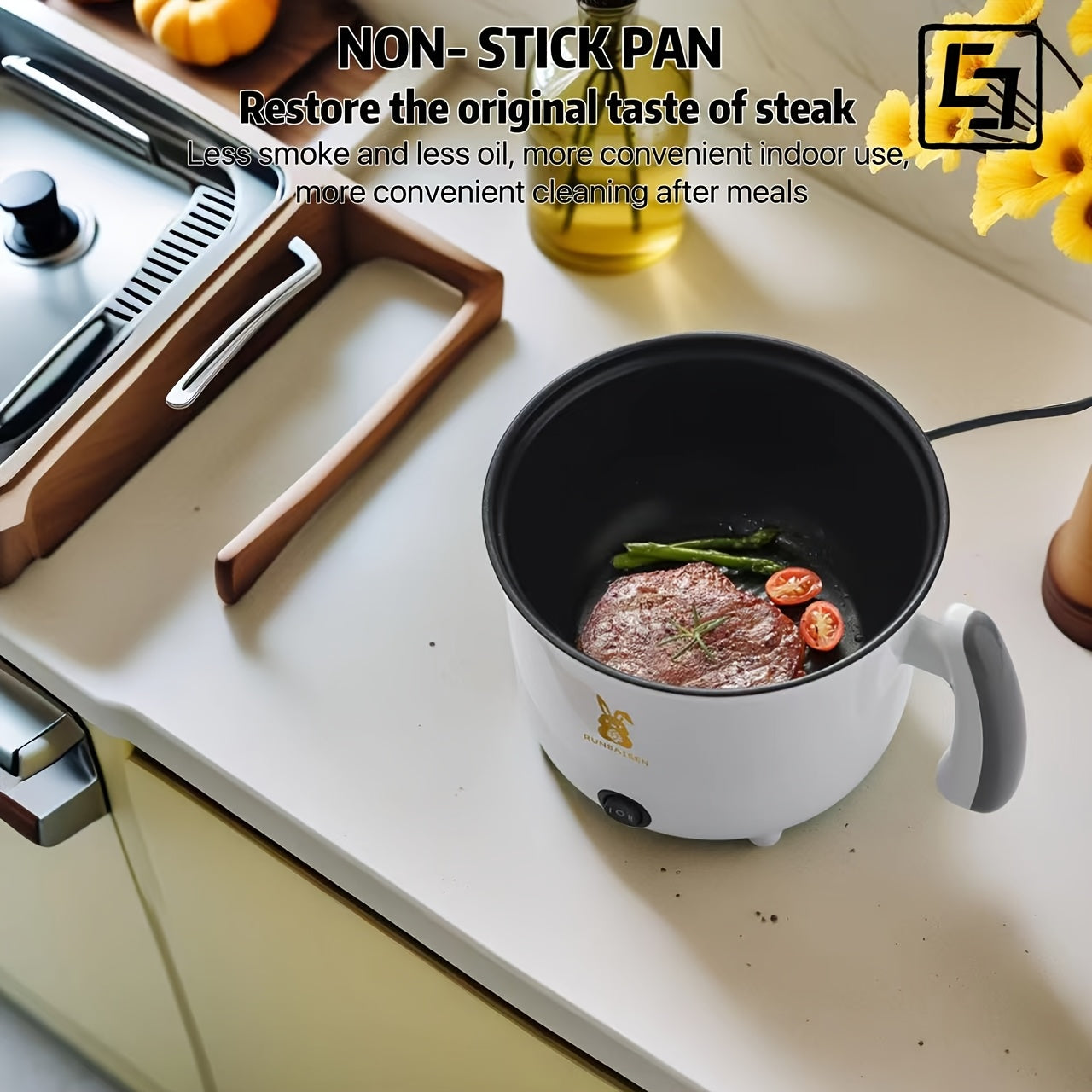 Single-layer electric cooking pot 1.8L versatile for dorms small kitchens
