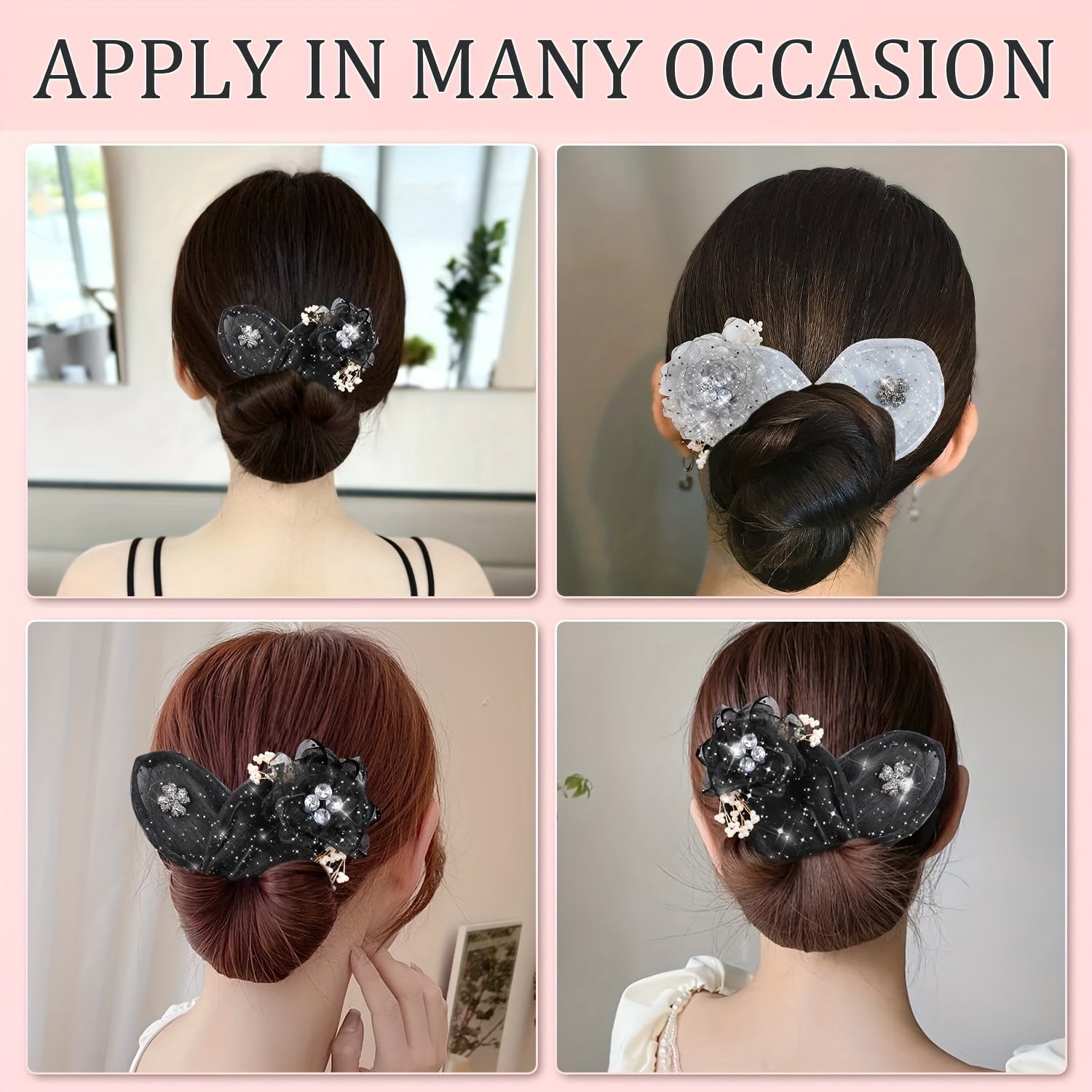 Hair Bun Styling Accessory for Women Satin Hair Donut with Elastic Band