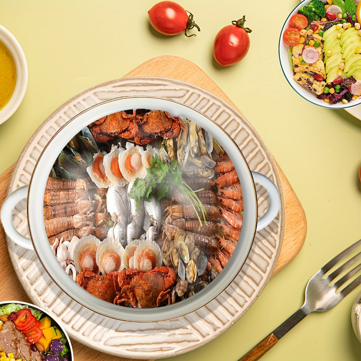 Enamel Cooking Pot 25.91cm for Soup Stew Seafood Non-Stick Kitchen Use