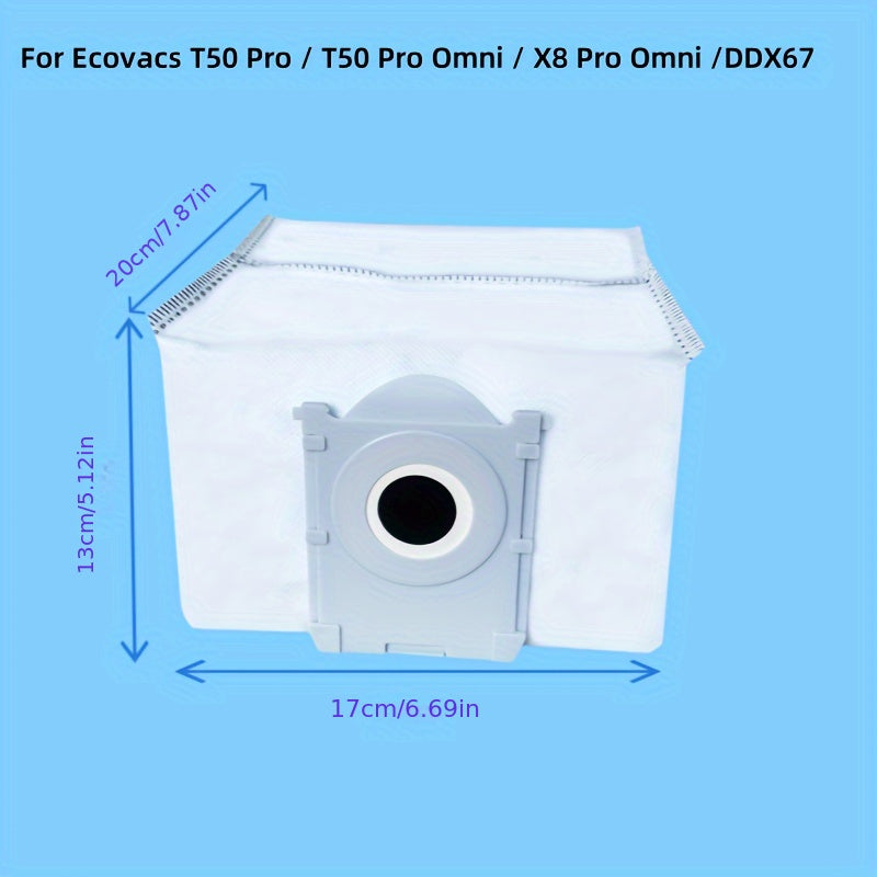 Ecovacs va DEEBOT robot tozalagichlari uchun 10 ta yuqori sifatli chang sumkasi to'plami - T50 Pro, T50 Pro Omni, X8 Pro Omni, DDX67 modellari uchun mos keladi