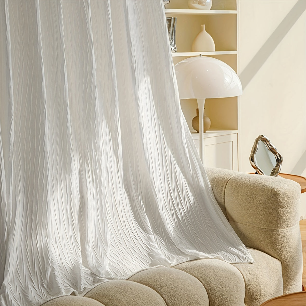 White Sheer Curtain with Rod Pocket for Living Room and Bedroom Decor