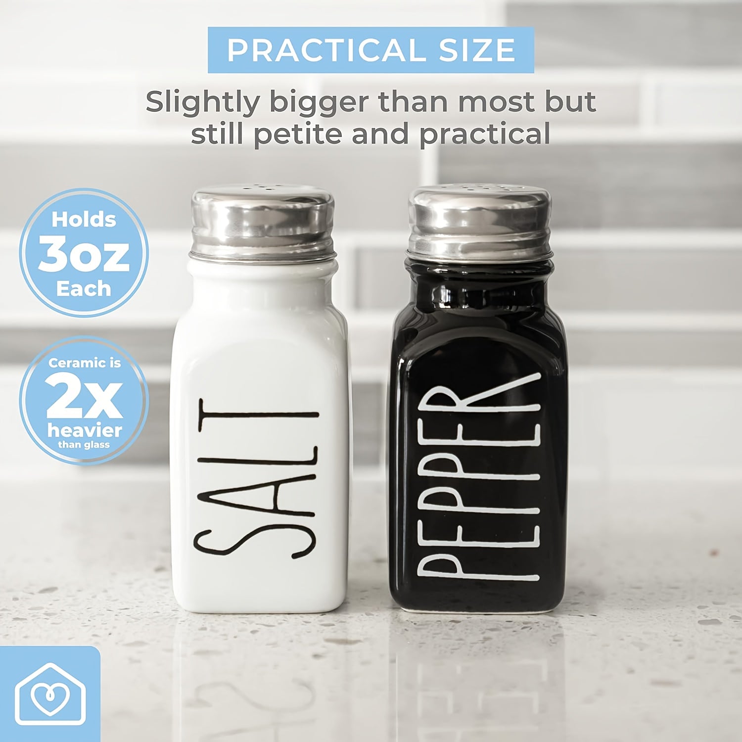 Ceramic Salt and Pepper Shakers Set for Kitchen and Outdoor Use