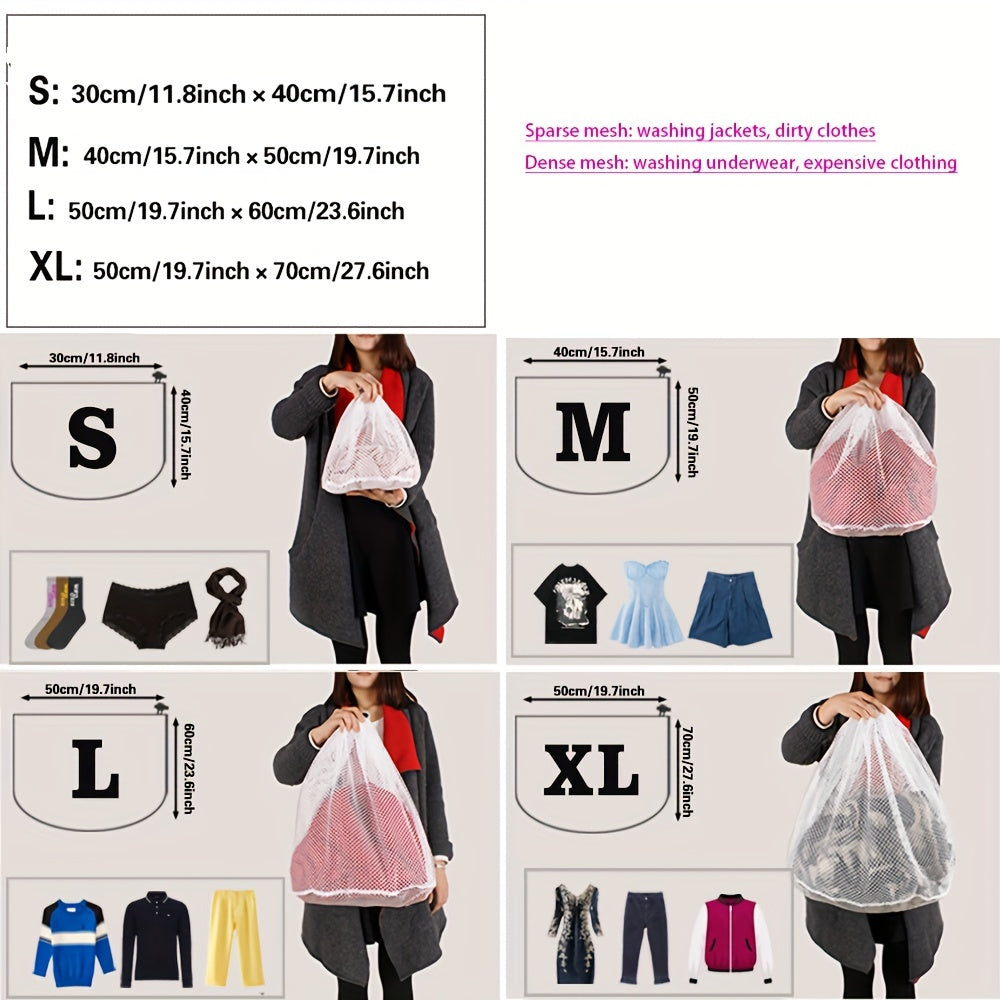Mesh Laundry Bags Set, Polyester, Large, Drawstring Closure, Machine Washable