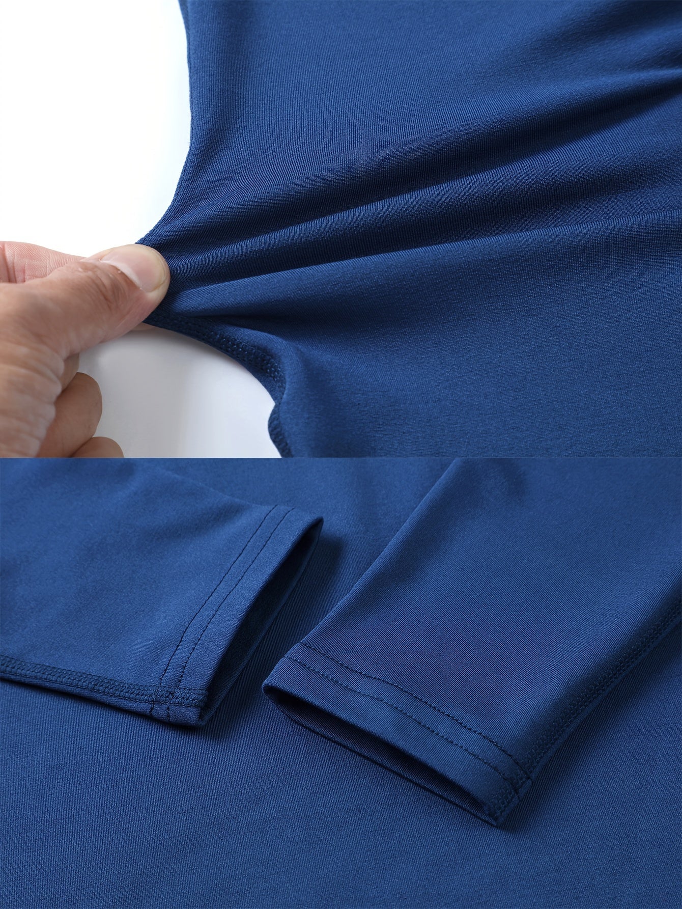 Conjunto de forro polar térmico azul para hombres para actividades al aire libre en invierno, tela elástica y cálida