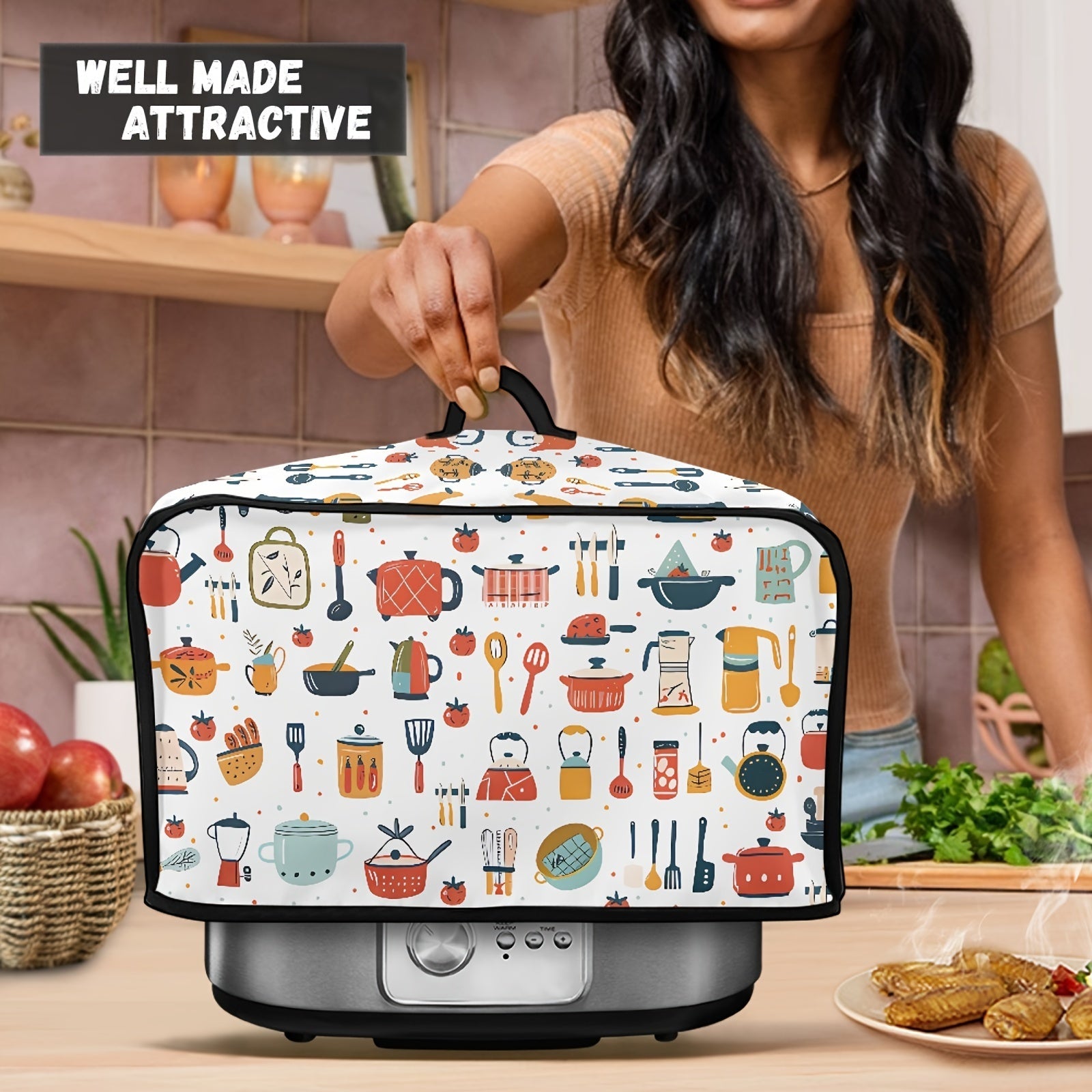 Kitchen Utensil Cover for Crockpot 6-8 Quart Stain-Resistant Dust Protector with Handle