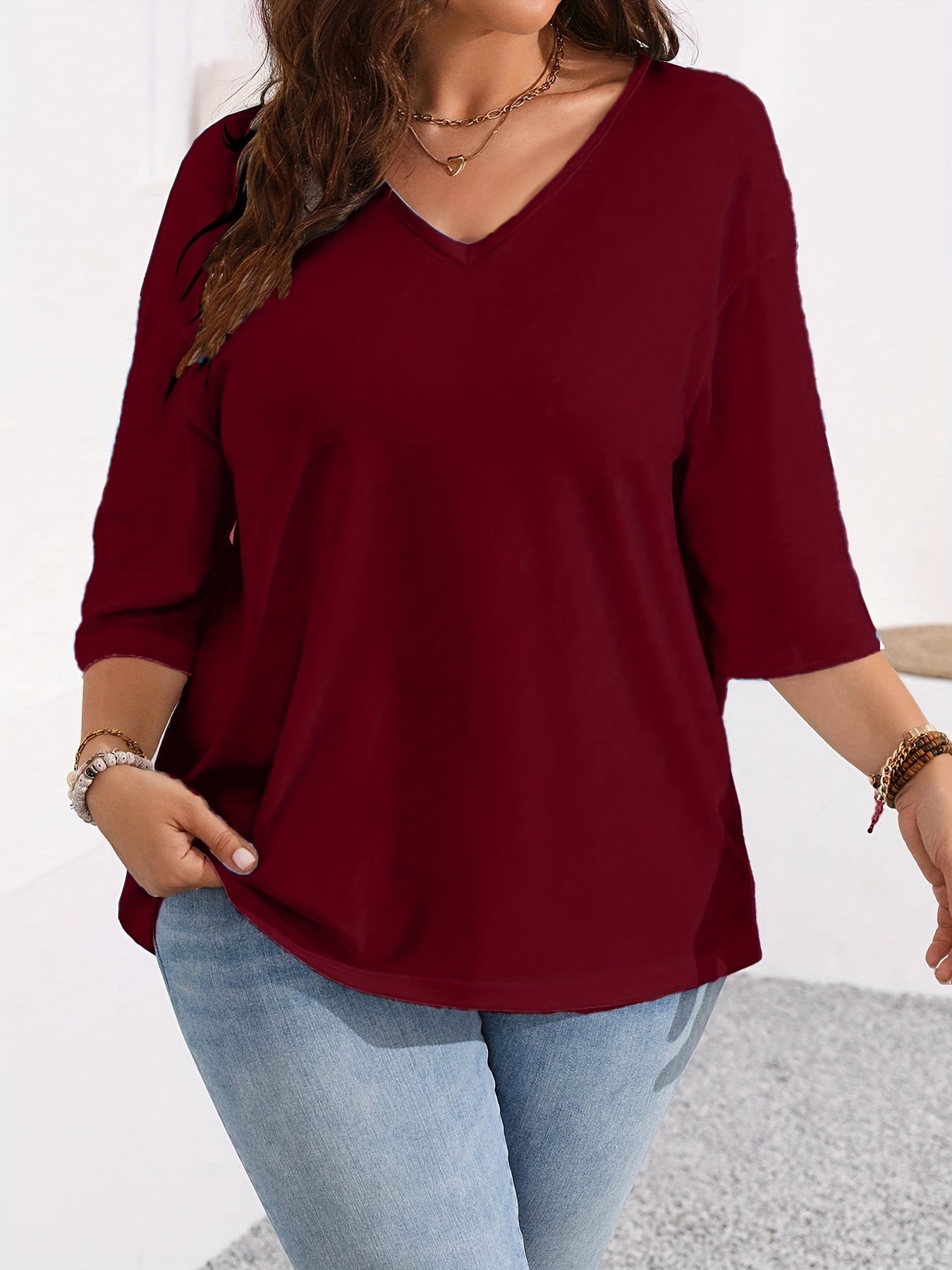 Plus Size Women's Spring Autumn Casual Solid Color Clothing