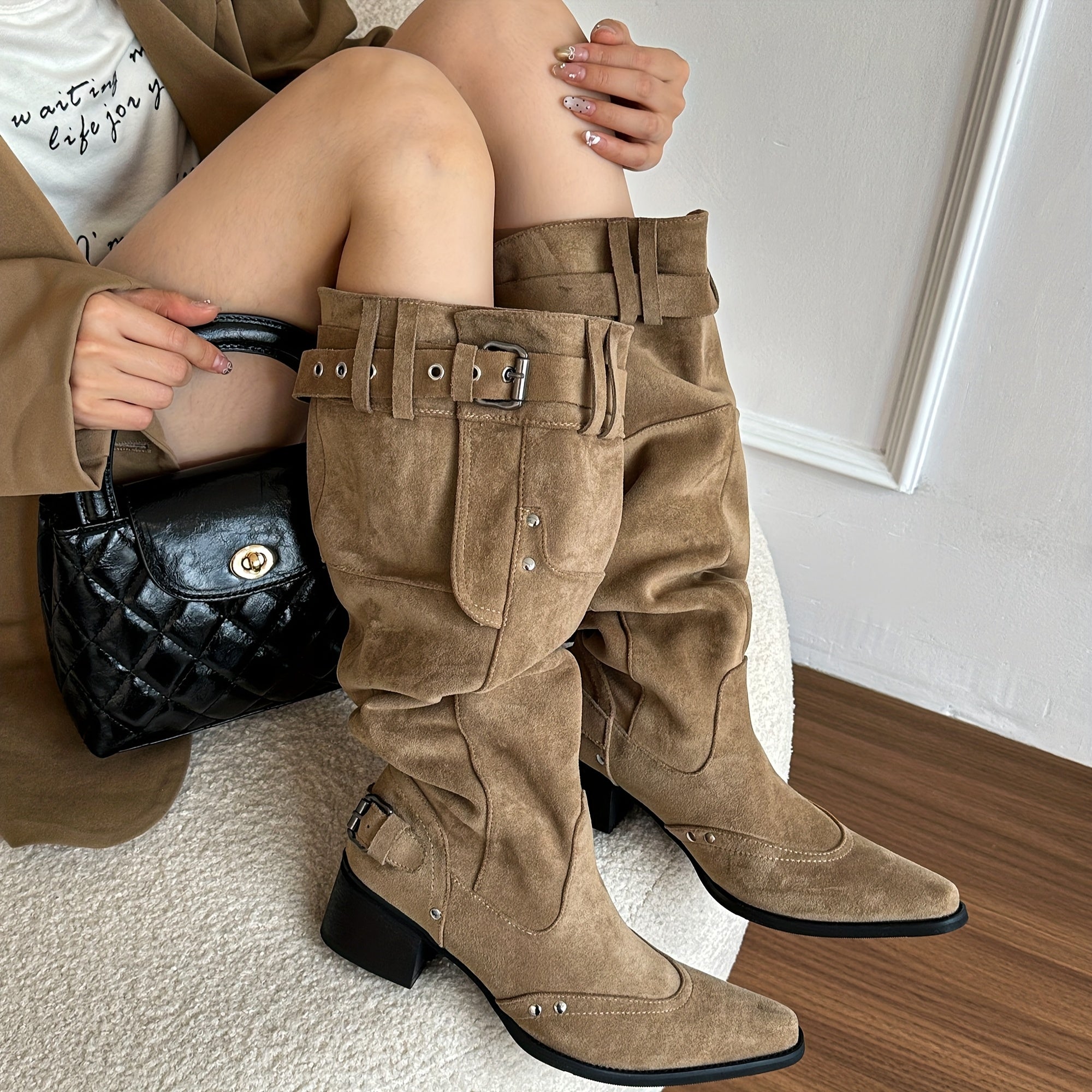 Женские ботинки на каблуке-карандаше из искусственной кожи с острым носком и массивным каблуком, однотонные