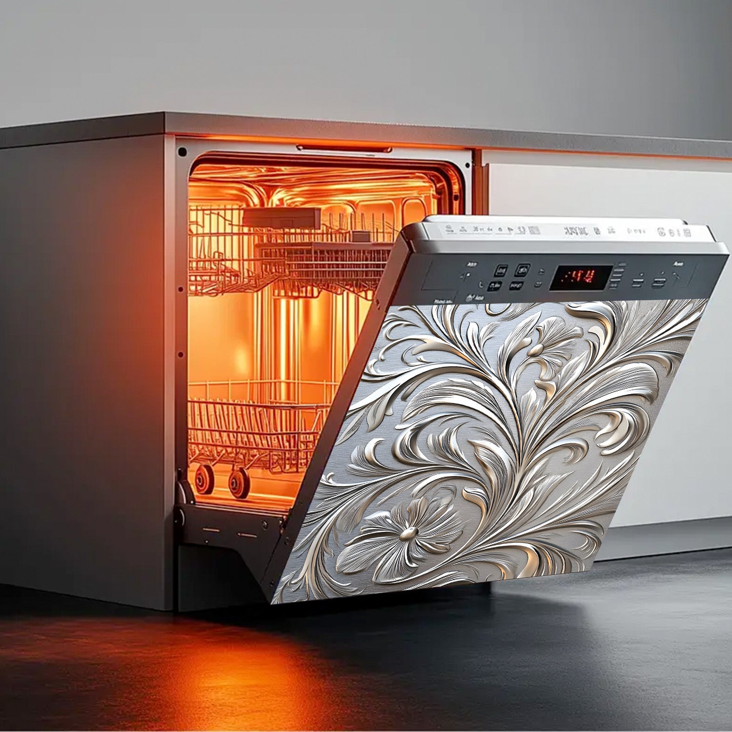 Eurasiyalik gul naqshli idish-tovoq yopishqoq magnit qopqog'i, suv o'tkazmaydigan, issiqlikka chidamli PVC 58.5x65 cm