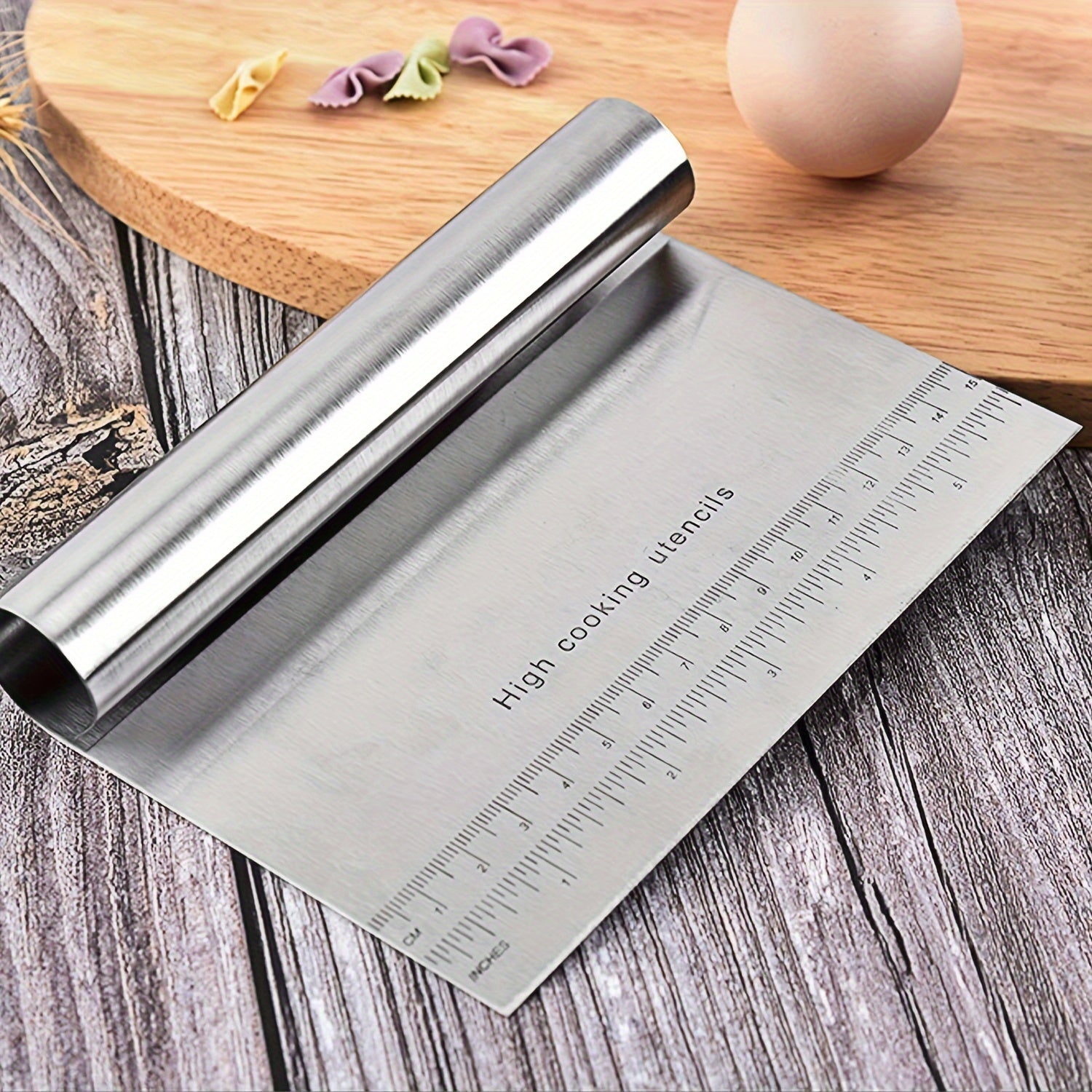 Herramienta de cocina de acero inoxidable cortador de fideos, raspador, accesorio para hornear