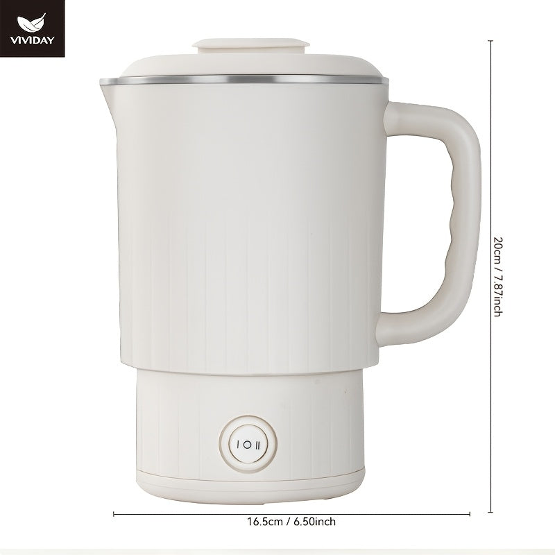 Compact Stainless Steel Travel Electric Kettle with Auto-Adjustable Temp
