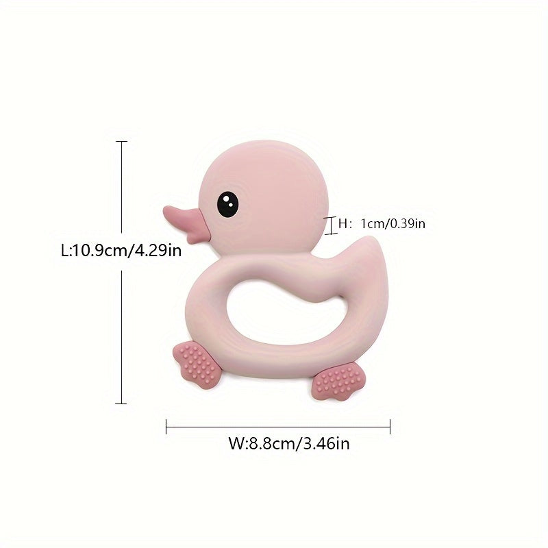 Baby Silicone Teether Duck Shape BPA-Free Oval Teething Ring for Infants