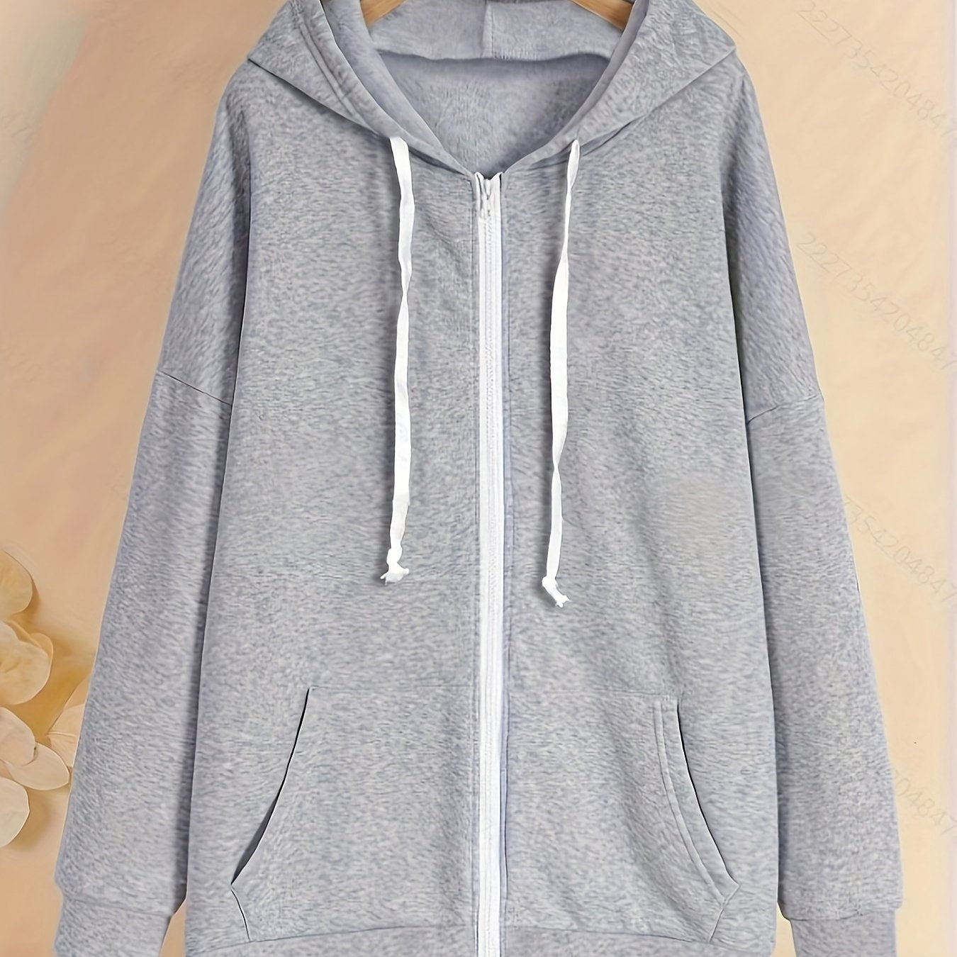 Толстовка женская с молнией и шнурком большого размера, длинные рукава, осень-зима, повседневная